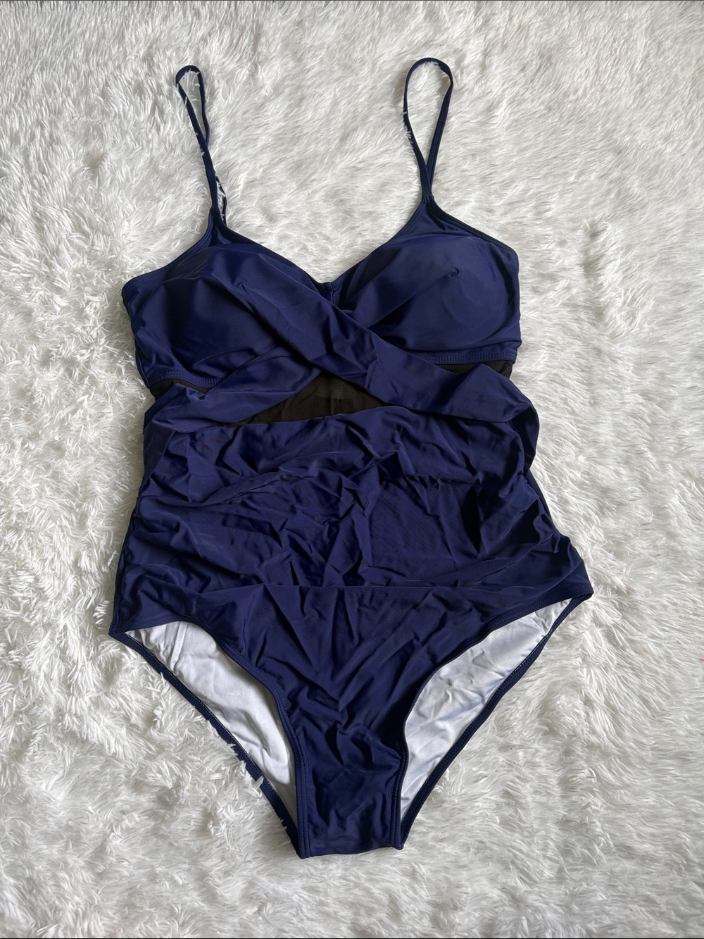 New In Packaging Zando Blue Mesh One Piece Swimsuit Size L